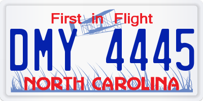 NC license plate DMY4445