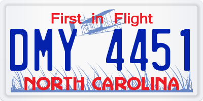 NC license plate DMY4451