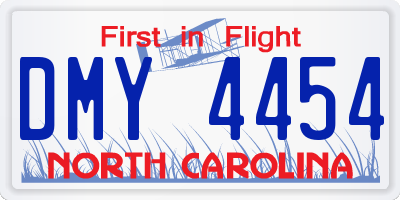 NC license plate DMY4454