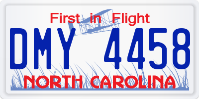 NC license plate DMY4458