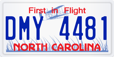 NC license plate DMY4481