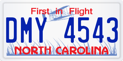NC license plate DMY4543