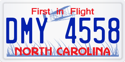 NC license plate DMY4558