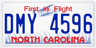 NC license plate DMY4596