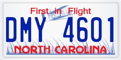 NC license plate DMY4601