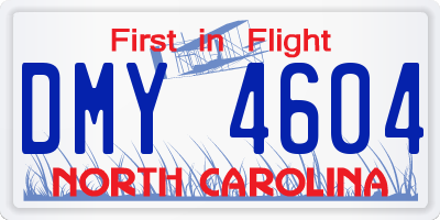 NC license plate DMY4604
