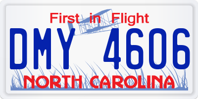NC license plate DMY4606