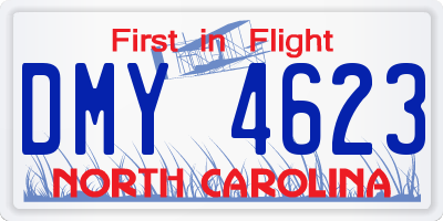 NC license plate DMY4623