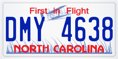 NC license plate DMY4638