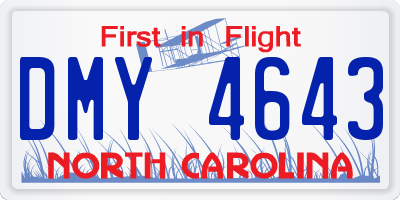 NC license plate DMY4643
