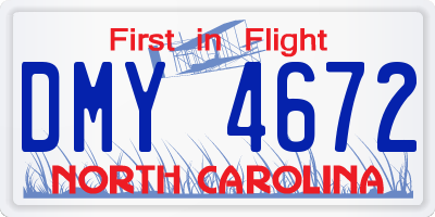 NC license plate DMY4672