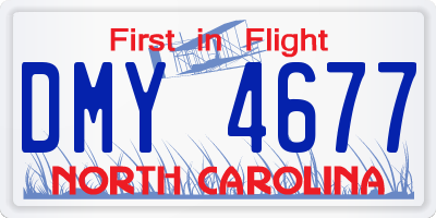 NC license plate DMY4677
