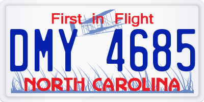 NC license plate DMY4685