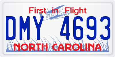 NC license plate DMY4693