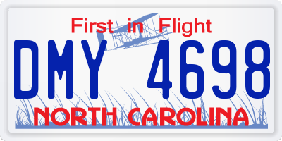 NC license plate DMY4698