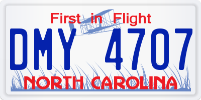 NC license plate DMY4707