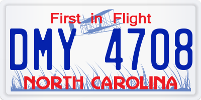 NC license plate DMY4708