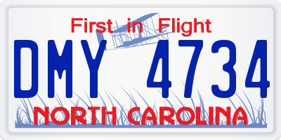 NC license plate DMY4734
