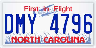 NC license plate DMY4796