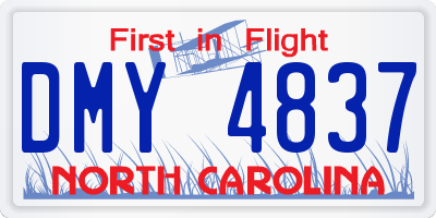 NC license plate DMY4837