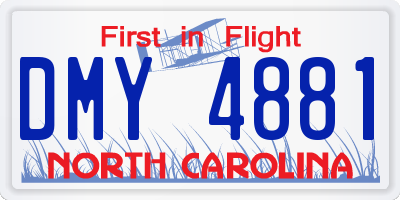 NC license plate DMY4881