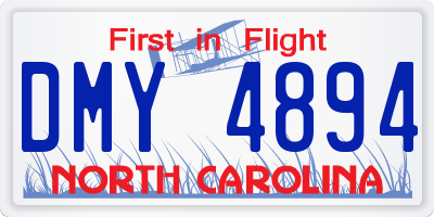 NC license plate DMY4894