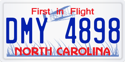 NC license plate DMY4898
