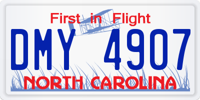 NC license plate DMY4907