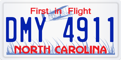 NC license plate DMY4911