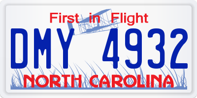 NC license plate DMY4932