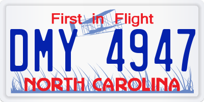 NC license plate DMY4947