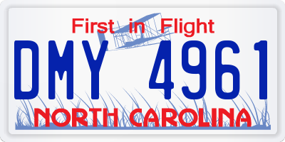 NC license plate DMY4961