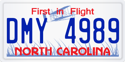 NC license plate DMY4989