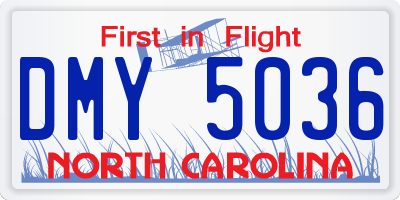 NC license plate DMY5036