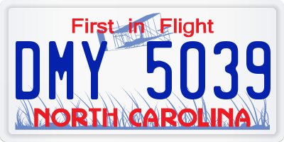 NC license plate DMY5039
