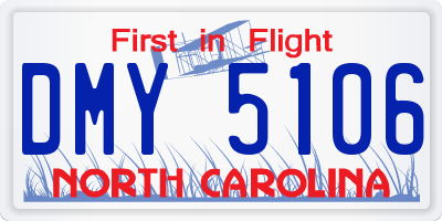 NC license plate DMY5106