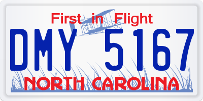 NC license plate DMY5167