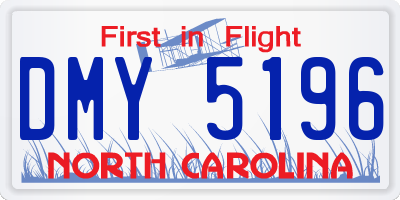 NC license plate DMY5196