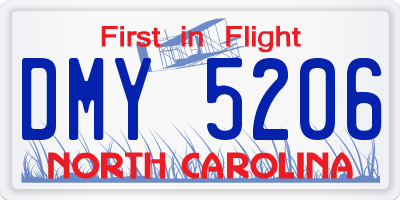 NC license plate DMY5206