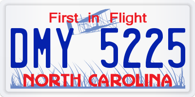 NC license plate DMY5225