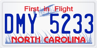 NC license plate DMY5233