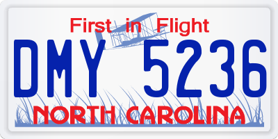 NC license plate DMY5236