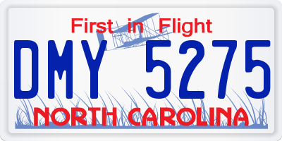 NC license plate DMY5275