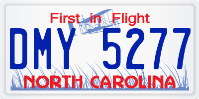 NC license plate DMY5277