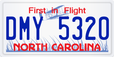NC license plate DMY5320