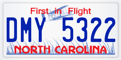 NC license plate DMY5322
