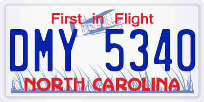NC license plate DMY5340