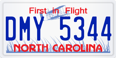 NC license plate DMY5344