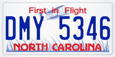 NC license plate DMY5346