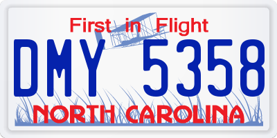 NC license plate DMY5358